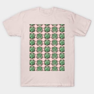 Pastel Palm Tree Leaves Pattern T-Shirt